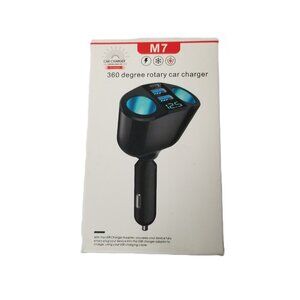360° Rotary Car Charger Dual USB LED Voltmeter M7 Car Adapter